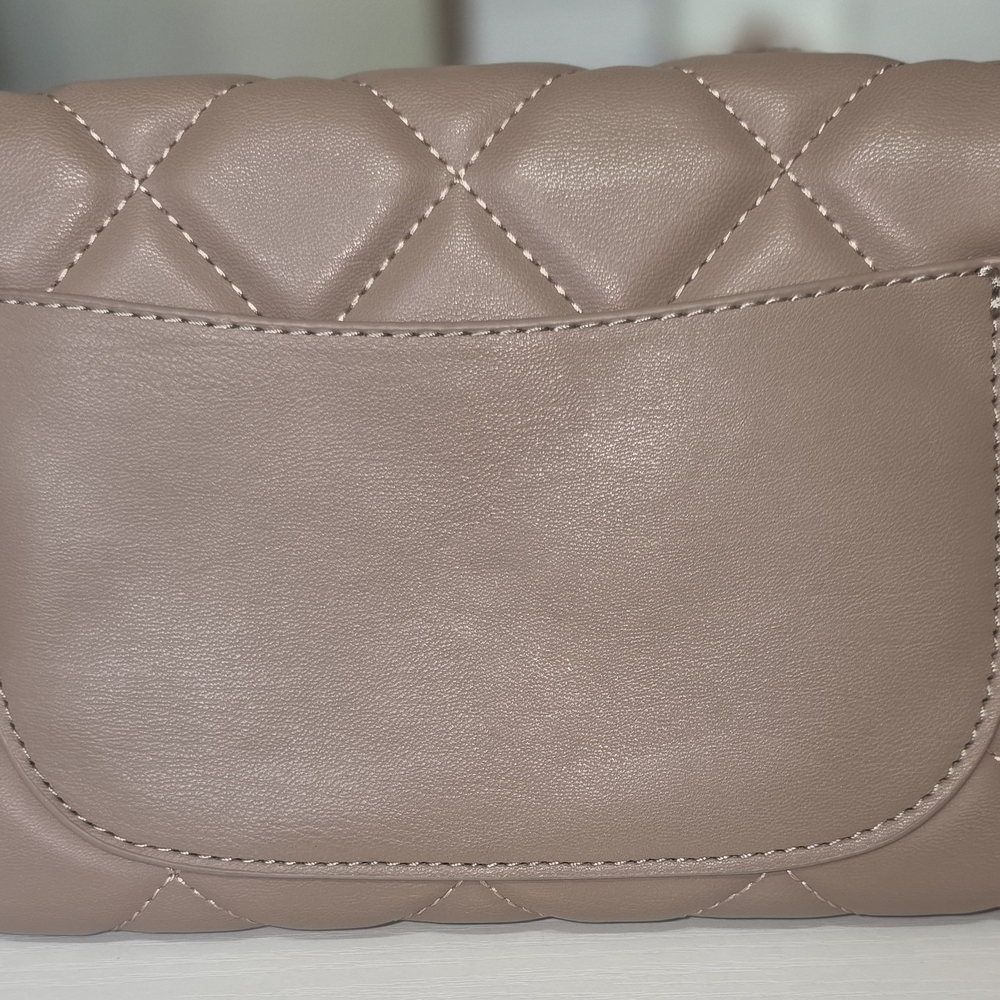 Badgley Mischka Brown Quilted Clutch with Pearl Accents - Picture 2 of 6